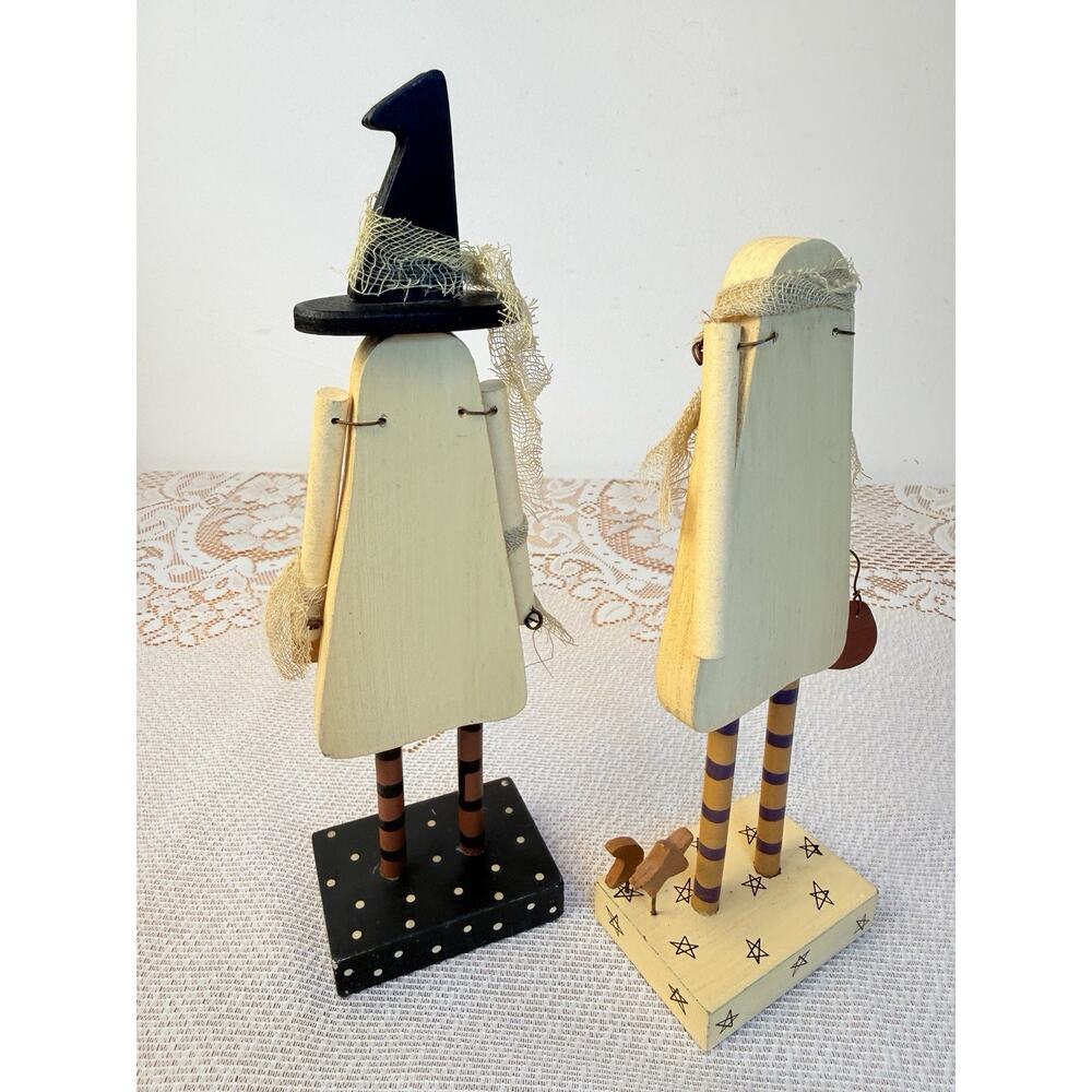 Collins Halloween Ghost Figurine Set of 2 Painted w/ “Candy Please” Sign - Picture 4 of 12